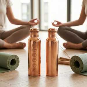 BURAQ HANDICRAT Copper Water <b>Bottle</b> 1L Design for Travel - Product Image 3
