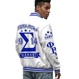 เสื้อแจ็คเก็ตผู้ชาย แจ็คเก็ตสำหรับผู้ชาย ลายตัวอักษรกรีก ผ้าซาติน แบบวาร์ซิตี้ บอมเบอร์ ปักลาย ฟิ เบต้า ซิกมา สไตล์พรีเมียม เสื้อผ้าฤดูหนาวแนวสตรีท - Product Image 5