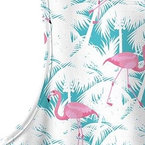 Camiseta sin mangas con estampado de flamencos para hombre, cuello redondo, tejida, transpirable, informal, deportiva, de poliéster, chaleco sin mangas - Product Image 4