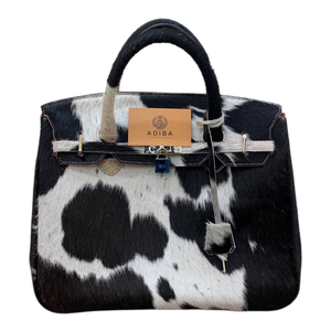 Bolso Tote de Lujo para Mujer en Cuero Genuino de Piel de Vaca Negra, Bolso de Hombro de Diseñador Premium con Cadenas y Textura de Pelo, Personalizado OEM al por Mayor - Product Image 4