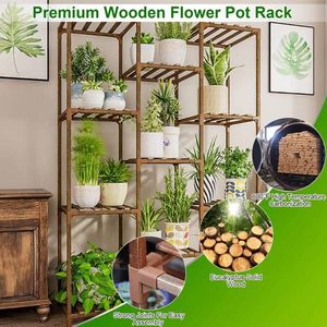 Multi-Tier Wooden Plant Stand for 11 Potted Flowers Garden Patio Balcony Rack Vase Holder No Shipments on Weekends - Product Image 4