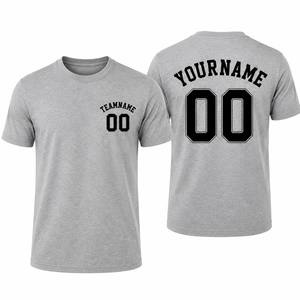 T-shirt rouge personnalisé pour hommes, avec nom et numéro imprimés, manches courtes, col rond, style jersey décontracté, coupe régulière, 100% coton - Product Image 6