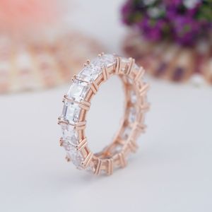 Anillo de boda de eternidad de plata de ley S925 chapado en oro con moissanita brillante de una sola fila, joyería para novias y mujeres, ¡el más vendido! - Product Image 4