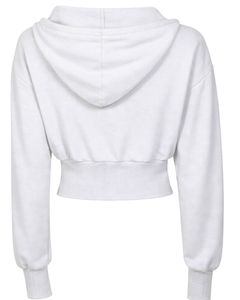 Manufacturer Custom Womens Light Grey Cropped <b>Zip</b> <b>Up</b> <b>Hoodie</b> Slim Fit Long Sleeve Casual Streetwear Cotton Fleece Sweatshirt - Product Image 2