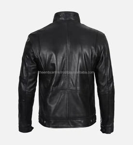 Veste en cuir de logo personnalisé de haute qualité, à la mode, à prix de vente entier, vêtements, veste en cuir coupe-vent et résistante pour hommes - Product Image 3