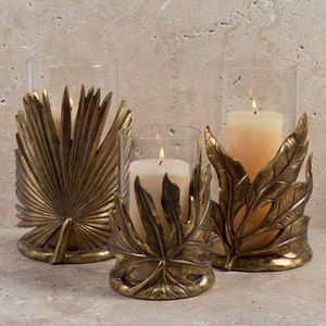 Brass Leaf Candle Holders Home Decor Indoor Tabletop Living Room Durable - Product Image 1