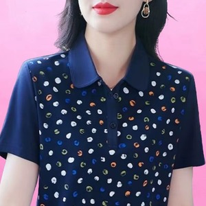 <b>Women</b> <b>Polo</b> <b>Shirt</b> Pink Polka Dot Printed <b>Women's</b> Short Sleeve <b>Polo</b> <b>Shirt</b> Casual Breathable Woven Top High Quality short sleeve - Product Image 3