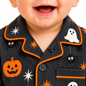 Conjunto de pijama térmico unisex para bebé, ropa de dormir con estampado de calabaza, manga larga, cintura elástica, ropa de dormir para niños pequeños - Product Image 4
