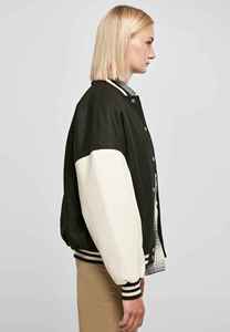 Veste universitaire noire pour femme avec broderie de lettres blanches sur les manches, coupe classique, pour l'automne - Product Image 3