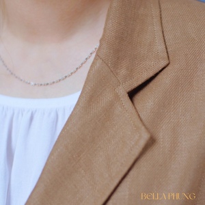 Bella Phung haute qualité femmes cravate veste 100% Ramie tissu motif à carreaux avant rabat poches latérales Slouch Style automne hiver - Product Image 5