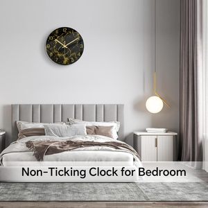 Modern Marble Texture <b>Clock</b> Gold Hands Rustic Kitchen Decor Wall <b>Clock</b> <b>Battery</b> Operated Non-Ticking Large Round Quartz Golden - Product Image 2