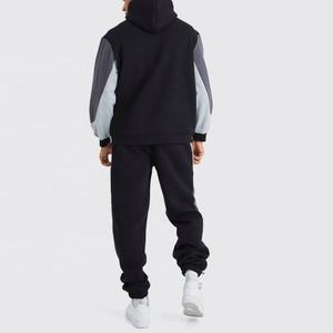 Ensemble de survêtement décontracté pour hommes, sweat à capuche et pantalon de jogging bicolore, style streetwear, deux pièces - Product Image 2