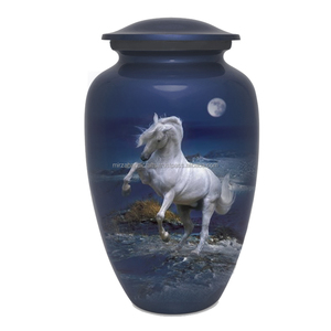 Adult Classic Sky Blue Glossy Running Horse Design Funeral Memorial Cremation Urn for Human Ashes Handcrafted Cremation Urn - Product Image 6