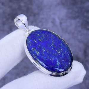 Colgante de Lapislázuli Hecho a Mano, Collar Bohemio de Plata de Ley 925, Joyería de Piedras Preciosas Naturales al por Mayor - Product Image 1