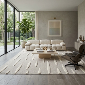 Tapis moderne en laine et coton, à poils coupés et bouclés, tufté, antidérapant, fait main, texturé, sur mesure, prix de gros direct usine - Product Image 4