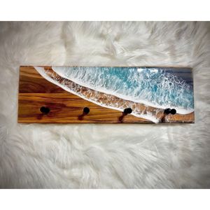 Contemporary Wooden Wall <b>Hook</b> Rack Resin Craft Modern Entryway Organizer Decorative Hallway Storage 4-<b>Hook</b> Cute Design Clothing - Product Image 6