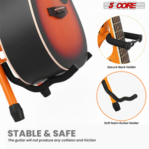 Taburete de Guitarra 5Core, Silla Acolchada de 3.15 Pulgadas con Respaldo, Asiento Musical Plegable, Reposapiés Integrado, Soporte para Guitarra, Marco de Metal, Vinilo Acolchado - Product Image 5
