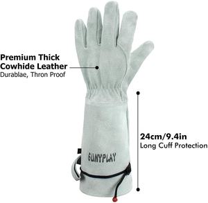 Guantes de seguridad a prueba de espinas de cuero de vaca grueso Premium tamaño XL Color gris características antideslizantes anticortes para hombres mujeres trabajo de jardín - Product Image 3