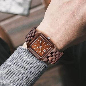 Reloj de Cuarzo Cuadrado para Hombre de la Marca Citizen, Correa de Madera de 20 mm de Ancho, Cronógrafo, Elegante, Moderno, Regalo Perfecto, Estilo Antiguo - Product Image 3