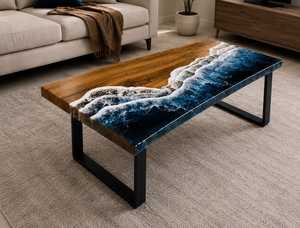 Modern Handmade Solid Wood <b>Epoxy</b> Resin River <b>Coffee</b> <b>Table</b> Live Edge Custom Luxury Living Room Home Villa Furniture - Product Image 1