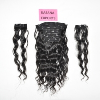 Extensions de cheveux humains indiens à clipser, non traités, cuticules alignées, Remy, bruts, 100% naturels, couleur noire, vierges, double trame, fabriquées à la machine