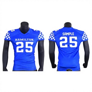 Vêtements de sport à manches courtes de football américain pour adultes imprimés par sublimation personnalisée 100% polyester OEM Maillots et pantalons d'équipe Ensemble uniforme - Product Image 1