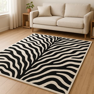Handmade Modern Abstract Wool Rug Custom Size black and white Carpet for Home Living Room Bedroom Picnic Floor <b>Mat</b> - Product Image 3