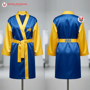 Robe de soirée vintage en satin Sigma Gamma Rho 1922 Foundations |   Kimono bleu royal et or pour sororité, écologique, léger, hiver - Product Image 4