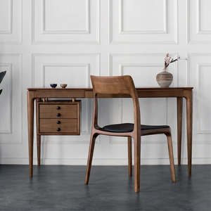 Modern Foldable Wood <b>Dining</b> <b>Chair</b> with Faux Leather Seat <b>Midcentury</b> Design for Home Office & Apartment - Product Image 3
