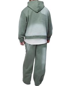 Men's Casual Vintage Baggy Oversized Acid Wash Track Suit Flared Sweatpants Hoodie Set with Rhinestone Zip for Autumn Season - Product Image 6