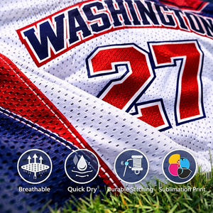 Camiseta de Béisbol Personalizada, Sublimada, para Equipos y Ligas, de Secado Rápido, Transpirable, 100% Poliéster, con Nombre del Jugador Bordado - Product Image 4