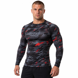 Printed Long Sleeve <b>Compression</b> <b>Shirt</b> <b>Men</b> Breathable Workout Rashguard Quick Dry Training <b>Compression</b> Top <b>Men</b> Muscle Fit Rash Te - Product Image 2