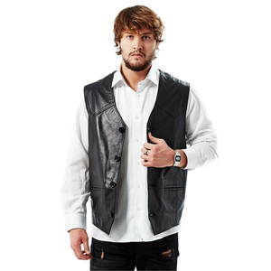 New Arrival Plain Dyed Breathable Custom Color Men Leather <b>Vest</b> Made in Pakistan Factory Made Men Leather <b>Vest</b> - Product Image 1