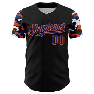 Desmoines Baseball Jersey Men Black Camouflage Sleeve Moisture Wicking Athletic Fit <b>Short</b> Sleeve Button Front - Product Image 2