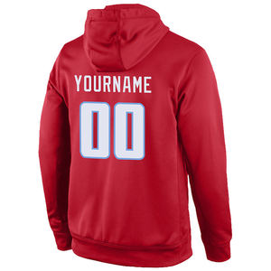 <b>Red</b> Solid Winter Custom Name and Number Hooded Pullover Fleece Waterproof Polyester/Cotton <b>Men</b> Team Sports <b>Sweatshirt</b> - Product Image 3