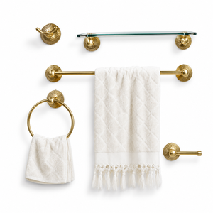 Luxury Solid Brass Bathroom Hardware Set Wall Mounted Towel Bar Towel Ring Robe <b>Hook</b> Toilet Paper Holder Glass <b>Shelf</b> Hotel Bath - Product Image 1