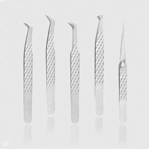 Pinzas para Pestañas de Acero Inoxidable Plateado Personalizadas, con Punta de Diamante, Punta Puntiaguda, Marca Privada, Punta de Fibra, para Extensión de Pestañas Postizas - Product Image 2