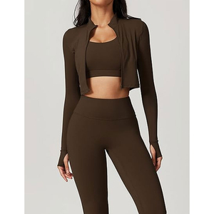 Women's Yoga Fitness Outfit Sports Bra and High Waist Leggings Breathable Athletic Training Wear Set - Product Image 6