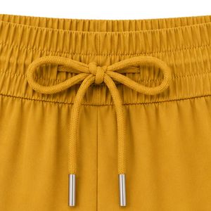 Shorts de sport jaune moutarde pour femmes, taille élastique avec cordon de serrage, pour la course, la gym, l'entraînement, décontractés, séchage rapide, vêtements de sport, personnalisables OEM - Product Image 5