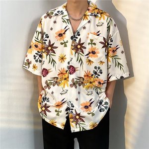 Camisa de Manga Corta con Estampado Floral Hawaiano para Hombre y Mujer, Estilo Veraniego, Ideal para la Playa, Dropshipping, One Piece - Product Image 3