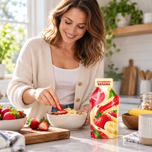 Suplemento de Fresa y Plátano en Bolsa con Boquilla, Etiqueta Privada OEM ODM, Suplemento Saludable de Dosis Única Personalizado - Product Image 3