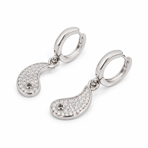 Pendientes de Aro con Moissanita de Corte Brillante Redondo, Plata de Ley 925, Engaste Pavé, Joyería para Propuesta, Regalo - Product Image 5