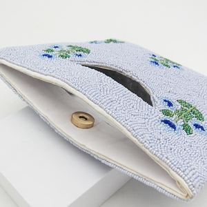 Handmade Cotton <b>Purse</b> With Pink And <b>Green</b> Floral Embroidery Craft For Home Decoration - Product Image 4