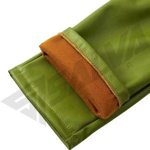 Pantalones de Cuero Verde Oliva para Hombre, Cintura Media, Corte Recto, Estilo Casual, Bolsillos Laterales, Cierre de Cremallera, Impermeables, Ligeros, para Invierno - Product Image 5