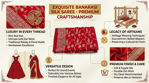 Exquisitos saris de seda brocada Banarasi tejidos a mano con intrincados motivos Zari, estilo vintage, ideales para fiestas. - Product Image 6