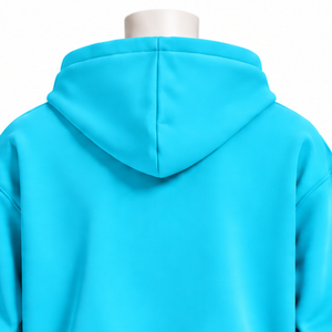 Cyan Blue Mens <b>Zip</b> Front <b>Hoodie</b> Chenille Letter Patch Heavyweight Fleece Oversized Streetwear Sweatshirt with Kangaroo <b>Pockets</b> - Product Image 4