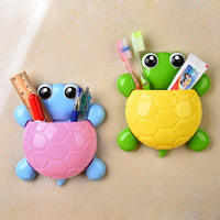 Support mural en plastique pour brosses à dents, motif tortue de dessin animé, durable, facile à nettoyer, organisateur de salle de bain, porte-gobelet de rangement pour enfants, pour la maison