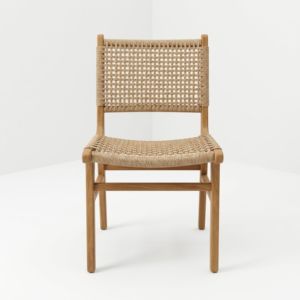 <b>Garden</b> Chairs Outdoor Modern Solid Teak Wood Paper Cord Woven Dining Armless Seat For Patio Restaurant Hotel Resort use - Product Image 1