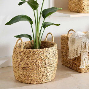 Natural straw planting basket <b>planter</b> top quality water hyacinth plant holder pot <b>planters</b> - Product Image 3