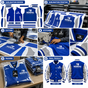 เสื้อฮู้ดดี้แจ็คเก็ตสปอร์ตแวร์สำหรับผู้ชายและผู้หญิง แจ็คเก็ตเบสบอลแบบ Letterman  โซลูชั่นเสื้อผ้า Unisex บริการ OEM ODM - Product Image 5
